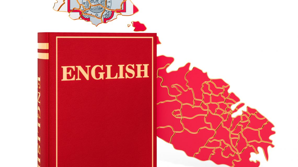 English,Language,Book,With,Map,Of,Malta,,3d,Rendering,Isolated